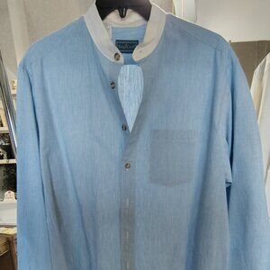 Tropi Cool Brand | Blue Collarless Shirt | Button Up Shirt | Size XL